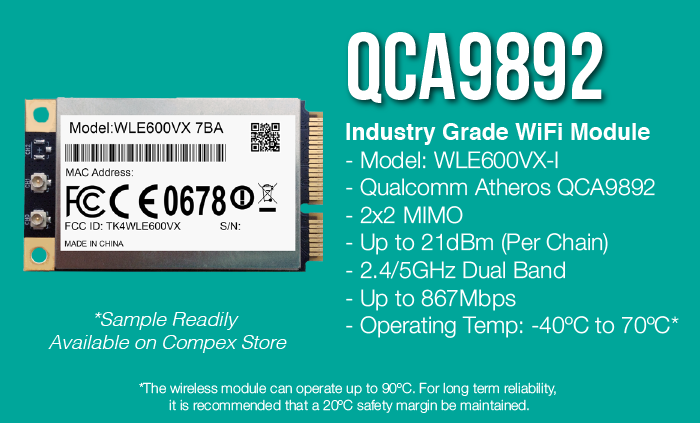 COMPEX WLE600VX-i 7C Industrial grade (85C) 802.11ac Dual band